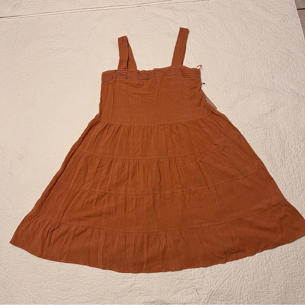 Remixmess Womens knee length terracota orange sleeveless fit & flare dress sz L